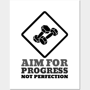 Workout Motivation | Aim for progress not perfection Posters and Art